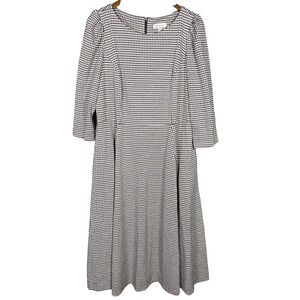 Calvin Klein Belted Houndstooth A-line Dress Women's Plus 16W Black White Career